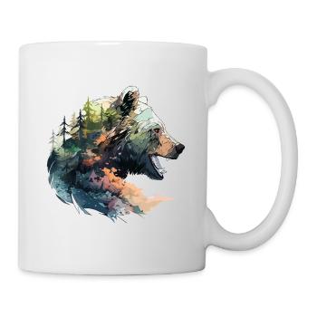 Ours, Grizzly, Tête d’ours, Nature, Nature, Nature, Forêt, Montagnes - Mug blanc - blanc - Droite
