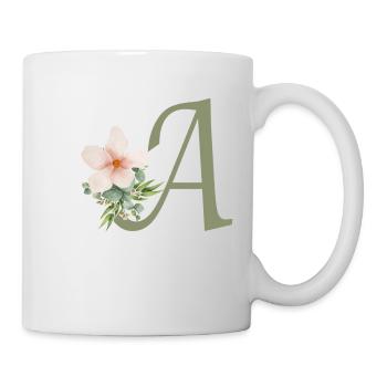 Buchstabe A mit Blume - Tasse - Weiß - Rechts