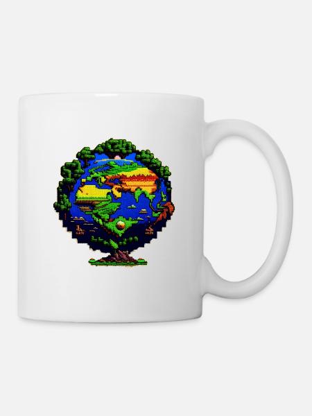 La Terre en pixel art - Mug blanc - blanc