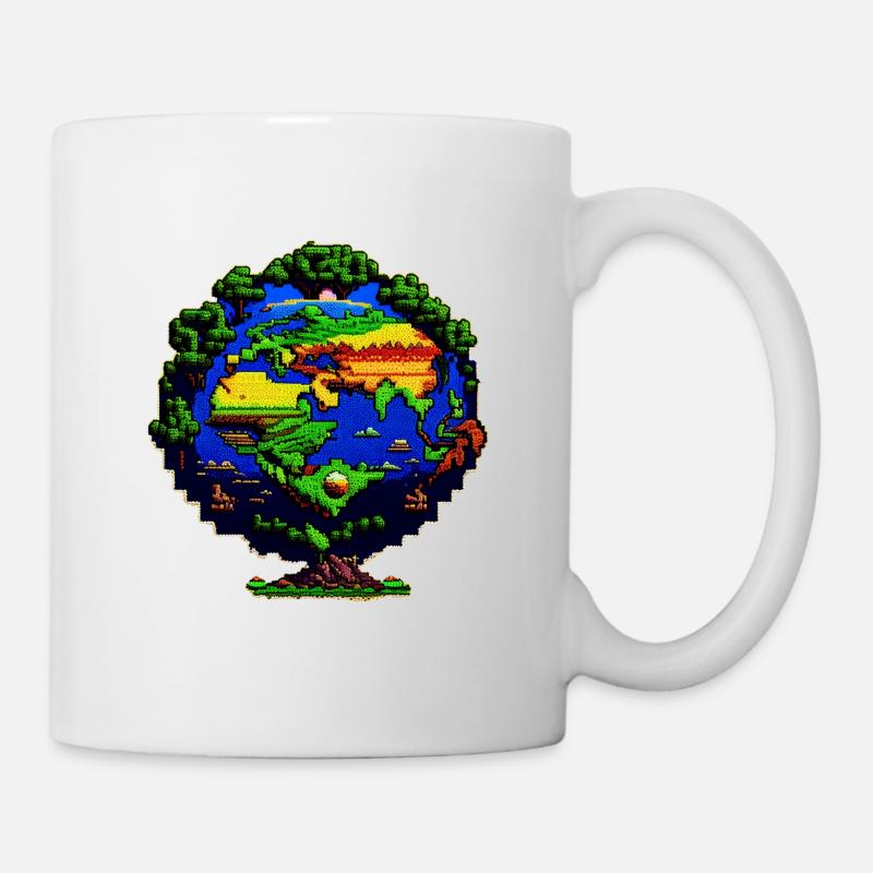 La Terre en pixel art - Mug blanc - blanc