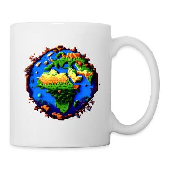 Pixel-Erde - Tasse - Weiß - Rechts