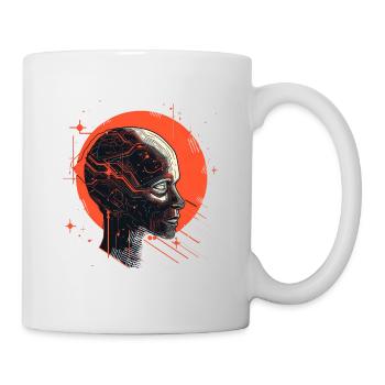 Retro Futuristic Cyborg Head - Mug - white - Right