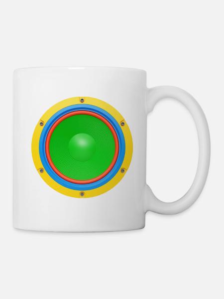 Bunter Lautsprecher 3D - Tasse - Weiß