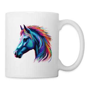 Chevaux Cheval Tête de Cheval Amoureux Néon Coloré - Mug blanc - blanc - Droite