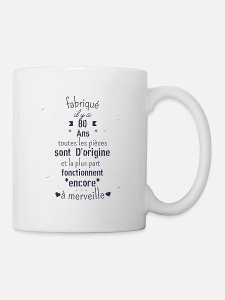 Fabriqué il y a 80 ans Cadeau Anniversaire Humour - Mug blanc - blanc