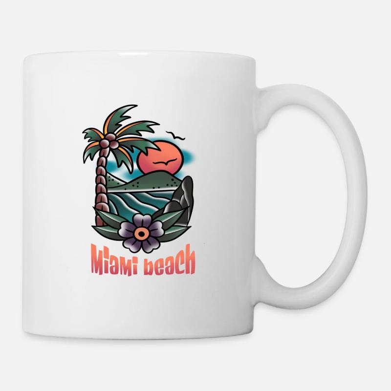 Miami Beach old-school tattoo art - Mug blanc - blanc