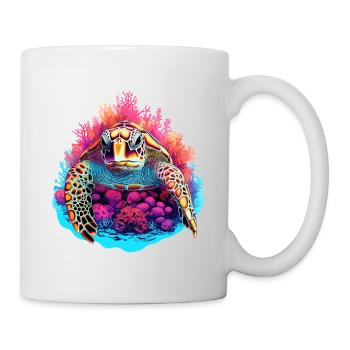 Schildkröte schwimmt im Korallenriff - Tasse - Weiß - Rechts