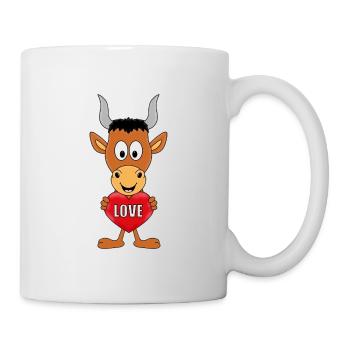 STIER - BULLE - HERZ - TIER - TIERISCH - VERLIEBT - Tasse - Weiß - Rechts