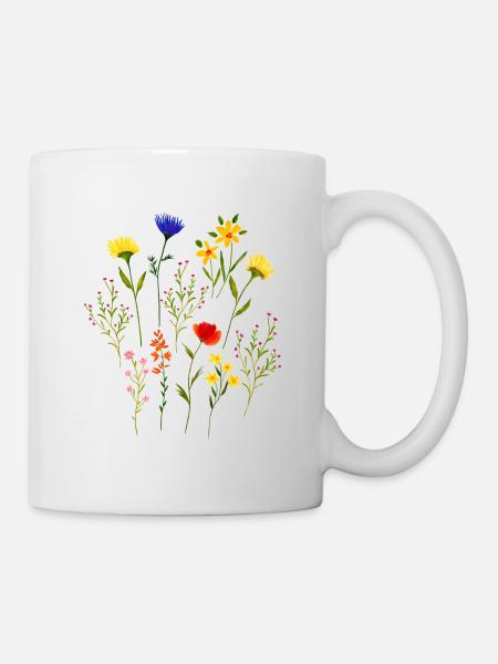 Lose Wildblumen Blumenwiese Aquarell - Tasse - Weiß