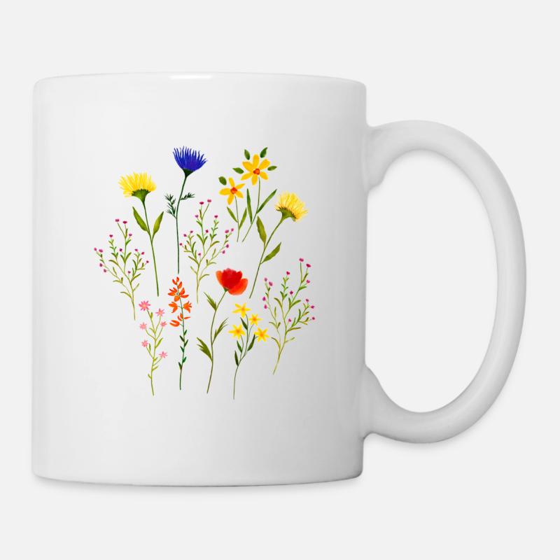 Lose Wildblumen Blumenwiese Aquarell - Tasse - Weiß