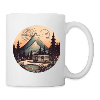 camping zelten wandern sunset Retro Modern Style - Tasse - Weiß - Rechts