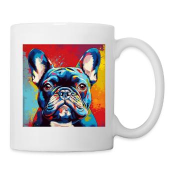 Französische Bulldogge Pop Art - Tasse - Weiß - Rechts