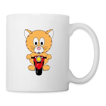 MOTORRAD - BIKER - KATZE - TIER - KIND - BABY - Tasse - Weiß - Rechts