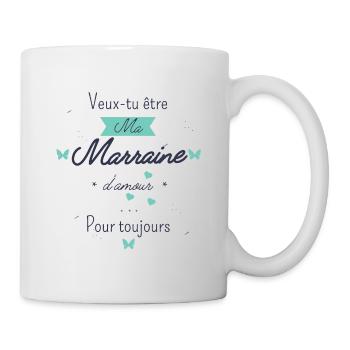 Veux tu veux tu être ma marraine d'amour - Mug blanc - blanc - Droite