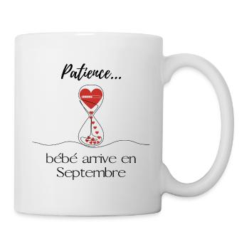 Annonce grossesse Patience bébé arrive Septembre - Mug blanc - blanc - Droite