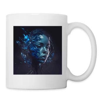 Abstrakte Kunst Frau mit Blauer Farbe - Tasse - Weiß - Rechts
