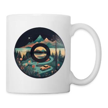Camping caravane en paysage de montagne avec - Mug blanc - blanc - Droite