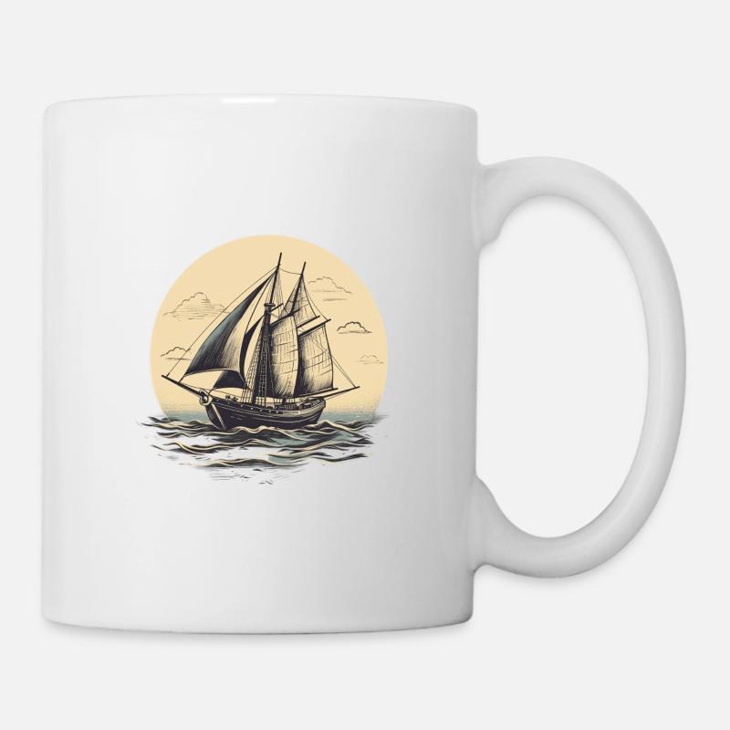 Sail Shiff vintage illustration - Mug - white