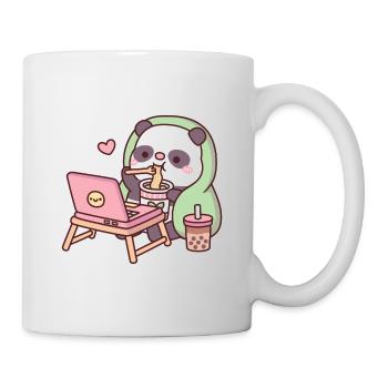 Cute Panda Chilling With Noodles And Bubble Tea - Mug - white - Right