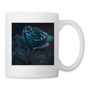 Portrait einer Blauen Rose - Tasse - Weiß - Rechts