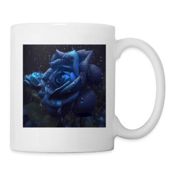 Portrait einer Blauen Rose - Tasse - Weiß - Rechts