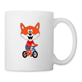 FUCHS - FAHRRAD - RAD - RADFAHRER - BIKER - TIER - Tasse - Weiß - Rechts