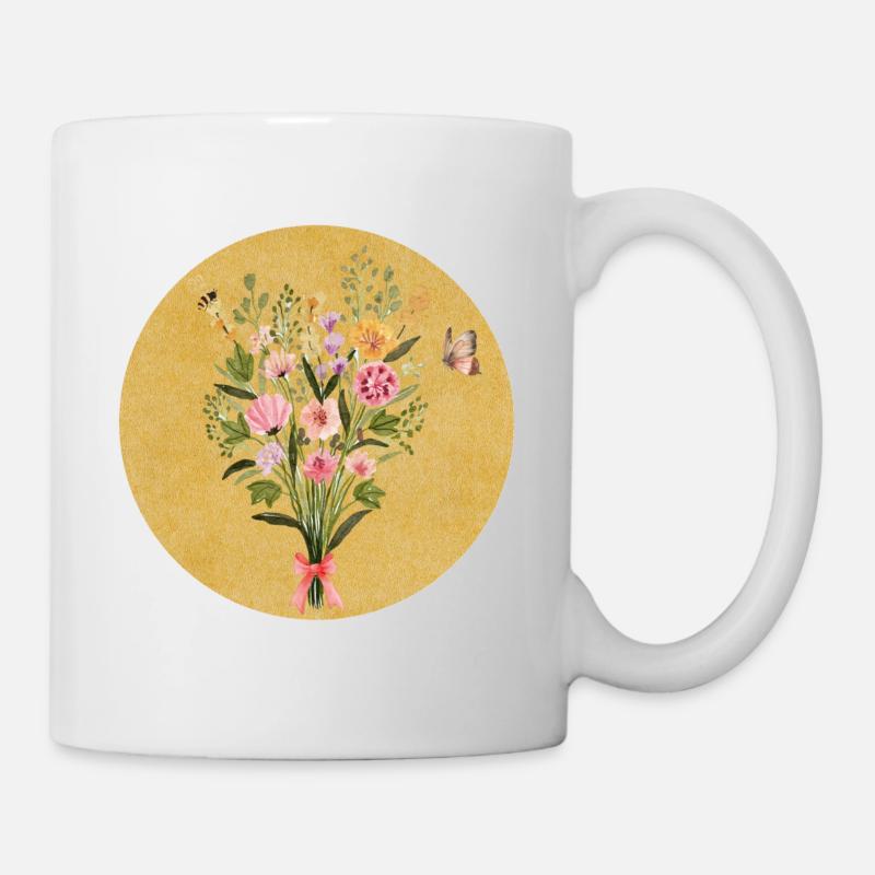 Frühlingsblumen - Tasse - Weiß