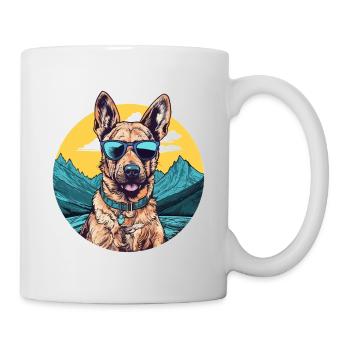 Cool German Shepherd with Sunglasses - Mug - white - Right