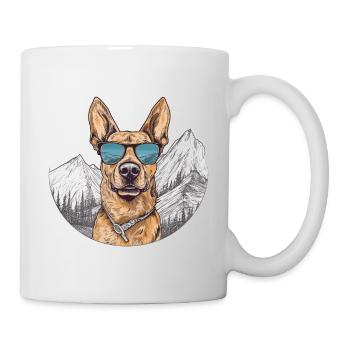 Cool German Shepherd with Sunglasses - Mug - white - Right