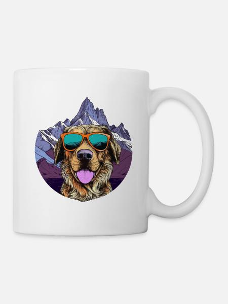 Chien cool avec des lunettes de soleil - Mug blanc - blanc