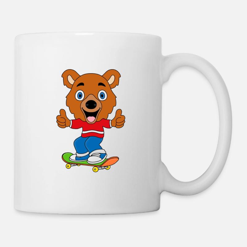 SKATEN - SKATEBOARD - FUNSPORT - TEDDY - BÄR - Tasse - Weiß
