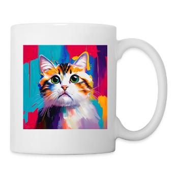 Oil Painting Style Domestic Cat Portrait Design - Mug - white - Right