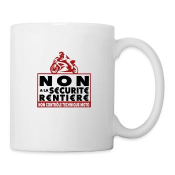 NON a la sécurité rentière - anti CT moto manif - Mug blanc - blanc - Droite