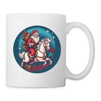 Weihnachtsmann auf Pferd Winter Sunset - Tasse - Weiß - Rechts