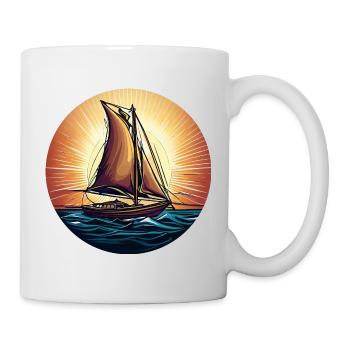 Sailing ship in the sunset - Mug - white - Right