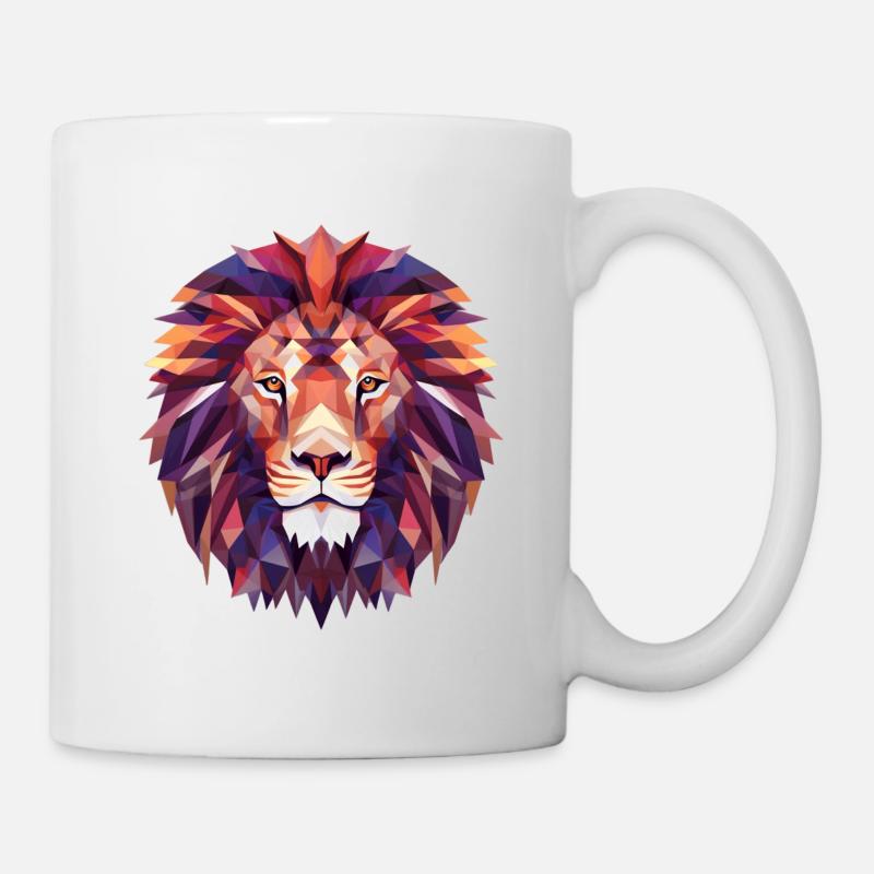 Geometrischer Löwenkönig - Tasse - Weiß
