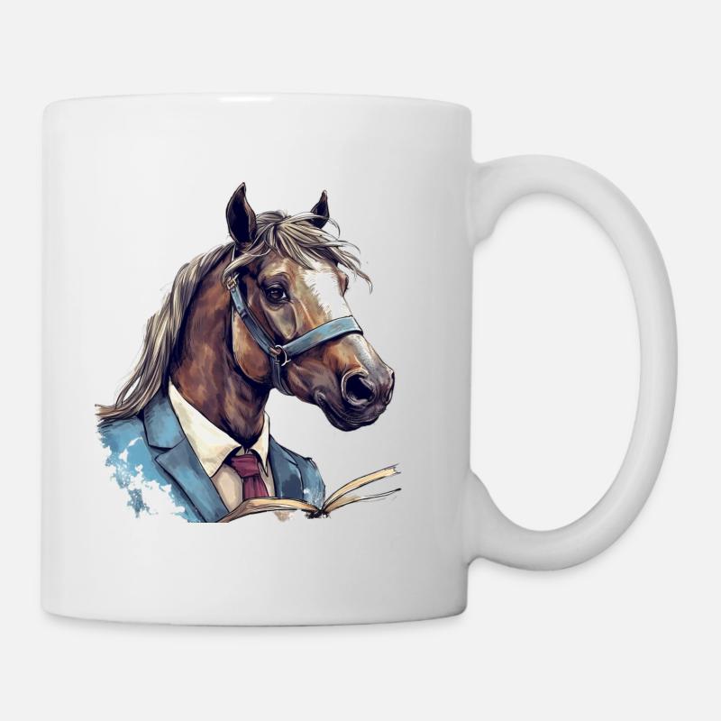 Pferd im Anzug - Tasse - Weiß