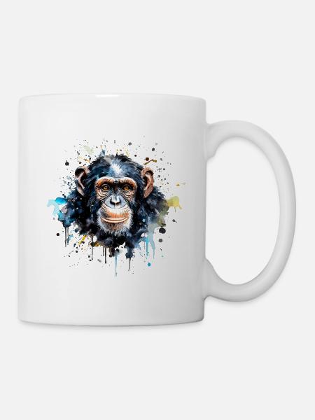 Schimpansen-Aquarell - Tasse - Weiß