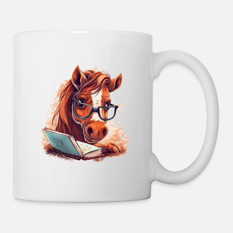 Pferd liest Buch - Tasse - Weiß
