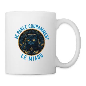 Art-Deco Katzenportrait - Ich spreche das Miauen - Tasse - Weiß - Rechts
