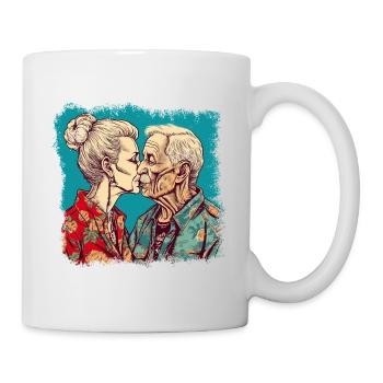 Embrasser le meilleur couple Ager avec des chemises hawaïennes - Mug blanc - blanc - Droite