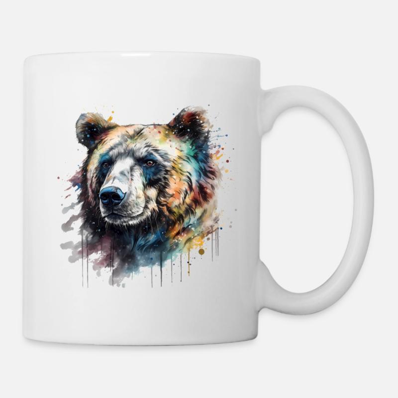 Cooles Buntes Aquarell Bär - Tasse - Weiß