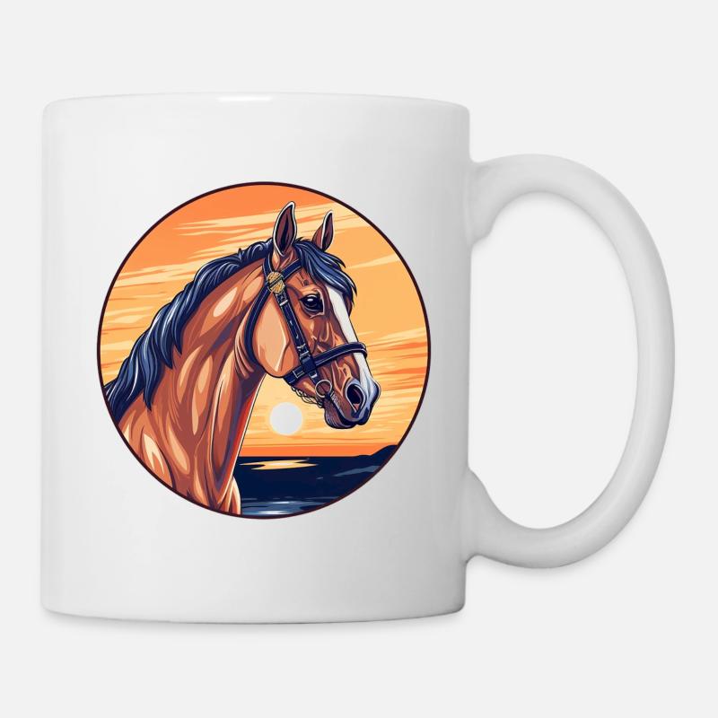 Sonnenuntergangs-Mähnenpracht - Tasse - Weiß