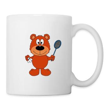 BADMINTON - SPORT - TEDDY - FEDERBALL - BÄR - Tasse - Weiß - Rechts