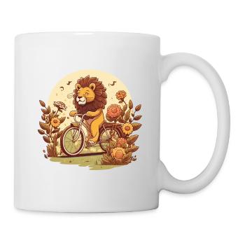 Löwe auf dem Fahrrad - Tasse - Weiß - Rechts