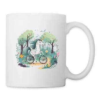 Einhorn auf dem Fahrrad - Tasse - Weiß - Rechts