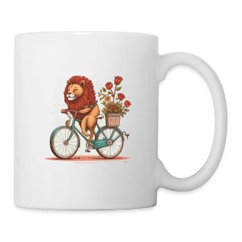 Lion à vélo - Mug blanc - blanc - Droite