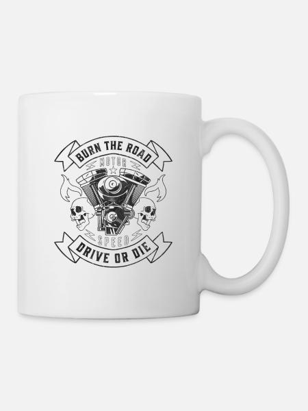 BURN THE ROAD - Mug - white