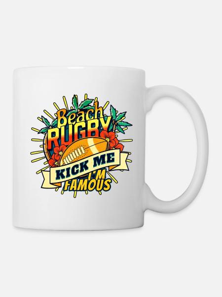 BEACH RUGBY - KICK ME - Mug - white