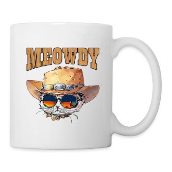 Meowdy Funny Cute Cowboy Cat - Mug - white - Right